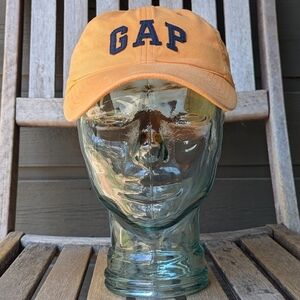 GAP Marigold Navy Blue Spellout Dad Hat Leather Band